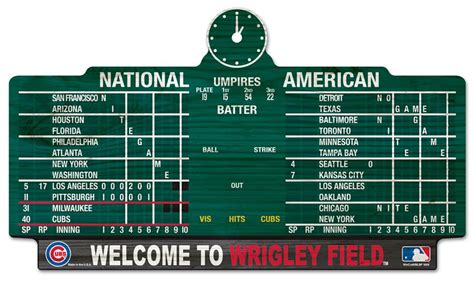 Chicago Cubs Sign 11x17 Wood Scoreboard Design - Caseys Distributing