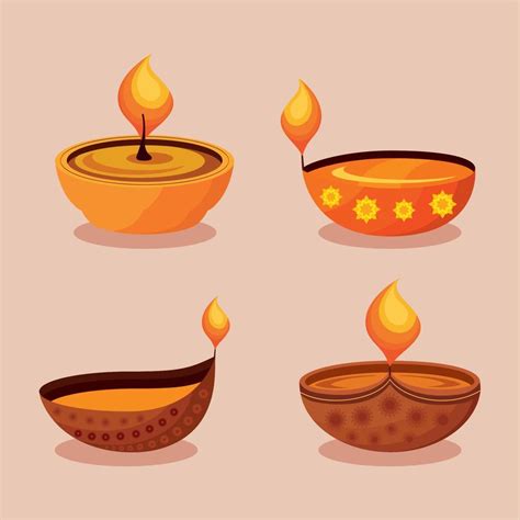 four diwali celebration lamps 12487643 Vector Art at Vecteezy