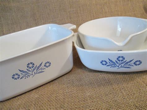 Vintage Corning Ware Blue Cornflower Dishes P-4-B P-1-B