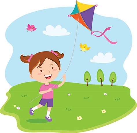 Royalty Free Girl Flying Kite Clip Art, Vector Images & Illustrations ...