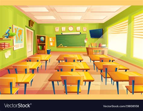 Cartoon empty school college classroom Royalty Free Vector