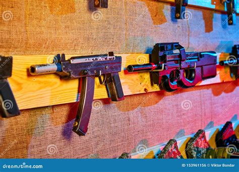 A Variety of Weapons for Playing Laser Tag Game and Playground Equipment Stock Photo - Image of ...