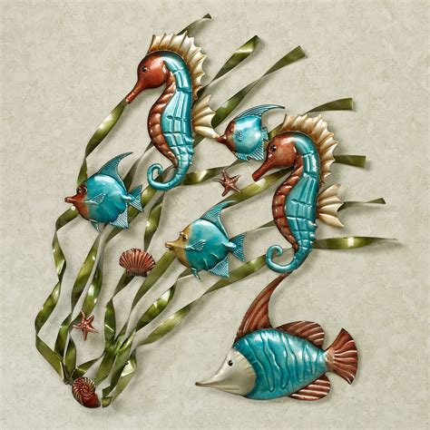 Deep Sea Fish and Seahorse Metal Wall Art