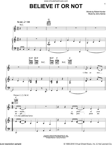 Dead - Believe It Or Not sheet music for voice, piano or guitar