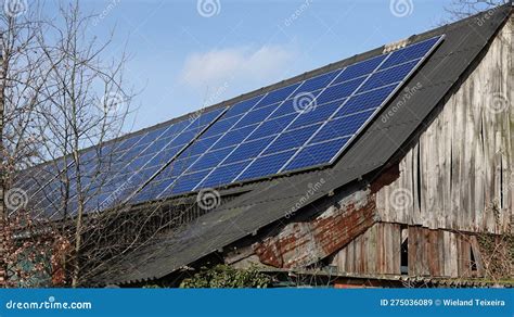 Solar panels on a barn stock image. Image of environment - 275036089