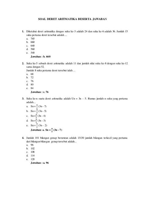Contoh Soal Barisan Dan Deret Aritmatika Beserta Pembahasannya - Riset