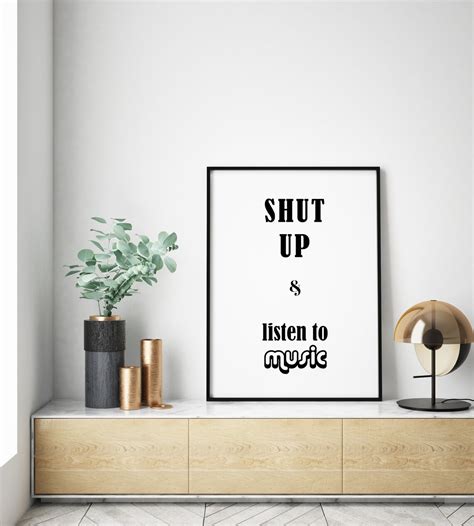 Shut up and Listen to Music Music Poster Print Music Room - Etsy