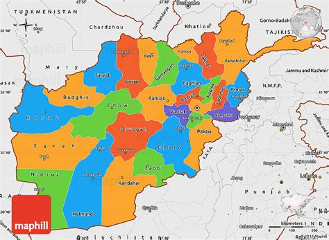 Political Simple Map of Afghanistan, single color outside, borders and ...