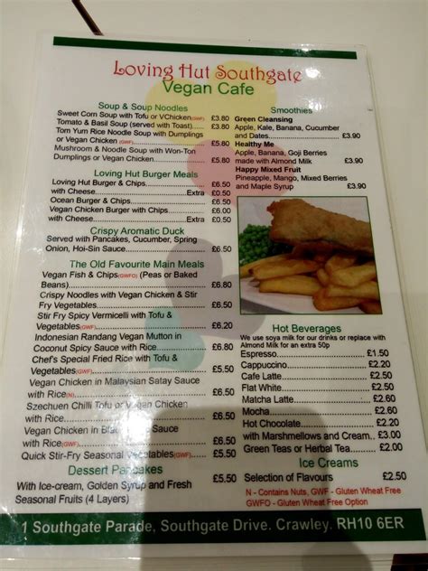 Menu at Loving Hut restaurant, Crawley, Southgate Parade