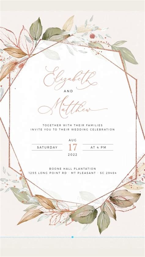 Holly - Geometric Rose Gold Wedding Invitation Template, Romantic Wedding Invite Template ...