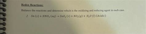 Solved Redox Reactions: Balance the reactions and determine | Chegg.com