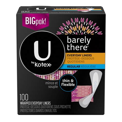 U by Kotex Barely There Pantiliners Unscented, Thin - 100 count - Walmart.com - Walmart.com