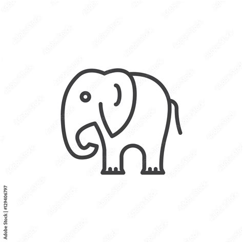 Elephant line icon, outline vector sign, linear pictogram isolated on ...