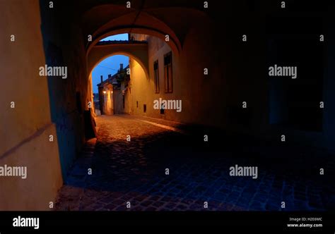 Medieval passage in Sibiu city - Romania Stock Photo - Alamy