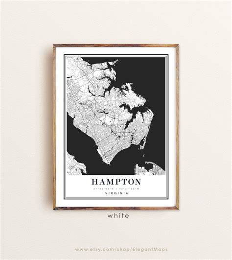 Hampton Virginia map Hampton VA map Hampton city map | Etsy