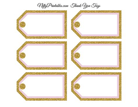 Blank Favor Tags - Pink Gold Glitter - Nifty Printables