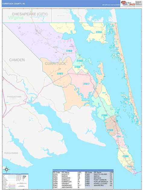 Currituck County, NC Wall Map Color Cast Style by MarketMAPS - MapSales