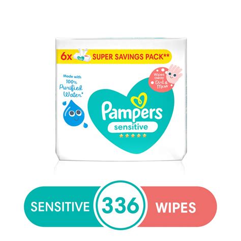 Pampers Sensitive Wipes - 336 (6x56) - 100% Purified Water Wipes | Shop ...