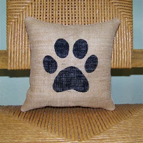 Dog pillow paw print pillow pet pillow burlap Pillow | Etsy