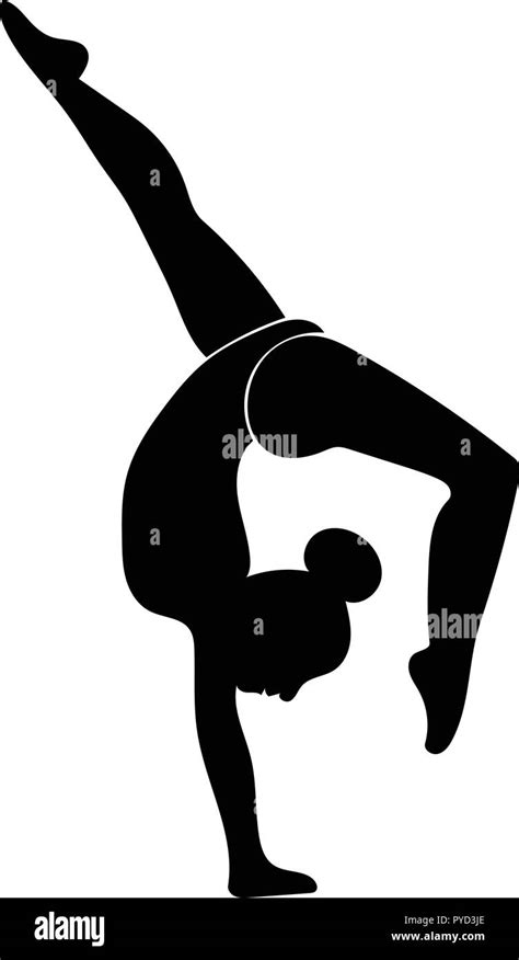 Vector art silhouette of gymnast performing back walkover in profile ...