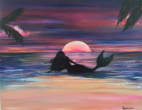 Mermaid Silhouette Painting at PaintingValley.com | Explore collection of Mermaid Silhouette ...