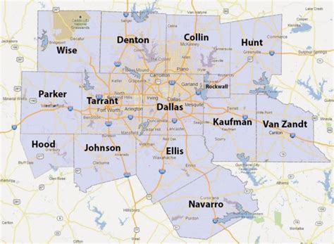 Dfw County Map - Fort Worth County Map (Texas - Usa) within Printable ...