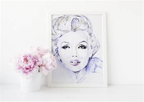3 Portraits, Inspired by Marilyn Monroe, White Fur, Painting, Drawing ...