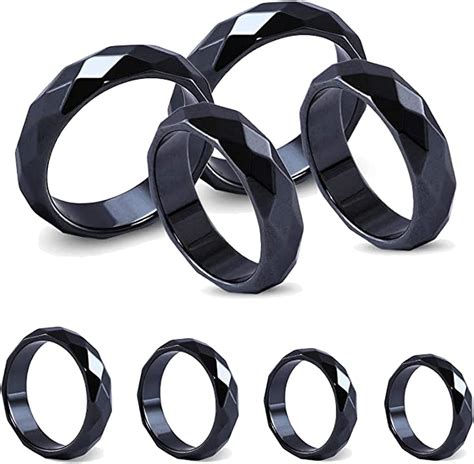 CSHU Hematite Ring, 5pcs Genuine Hematite Rings, Black Stone Anxiety ...