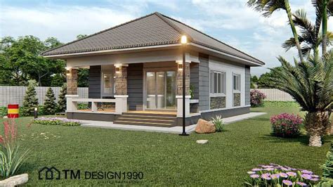 Amazing two-bedroom bungalow with pyramid hip roof - House And Decors