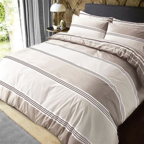 Sleepdown Banded Stripe Natural Reversible Soft Duvet Cover Quilt ...