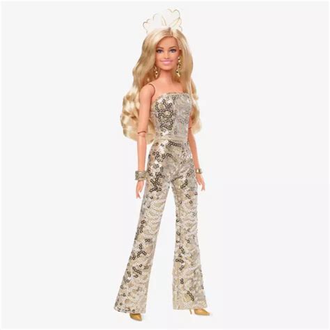 Barbie The Movie Margot Robbie Doll Gold Disco Jumpsuit | Hot Sex Picture