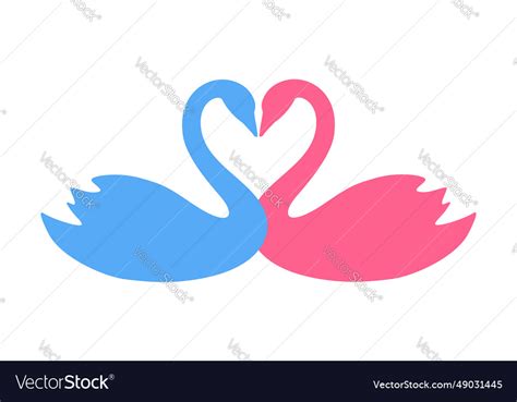 Twin swan silhouette love heart shape Royalty Free Vector