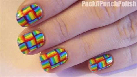 Weaved Rainbow Nail Art Tutorial - YouTube