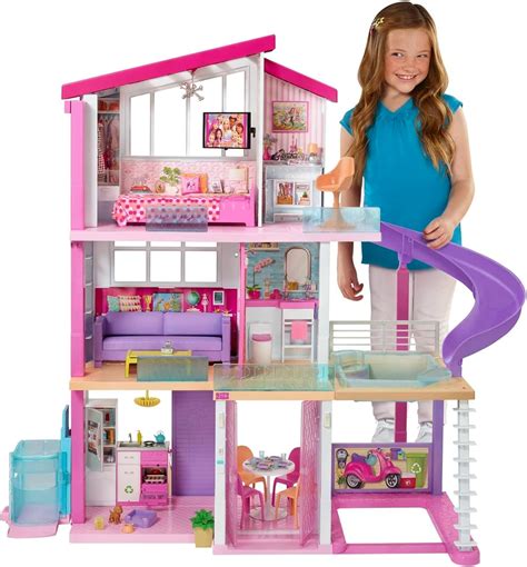 Barbie - Barbie Dream House - Doll House with Lift, Pool, Slide and ...