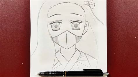 Easy anime drawing | how to draw nezuko wearing a face mask easy step-by-step - YouTube