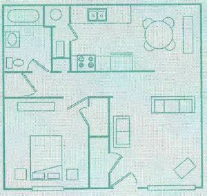 The Oaks 1 BR Floor Plan - westminstercompany