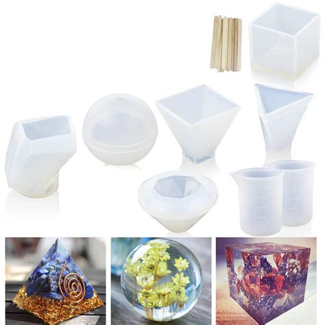 9 Pack Resin Molds Large Resin Silicone Molds For Casting Resin, Soap ...