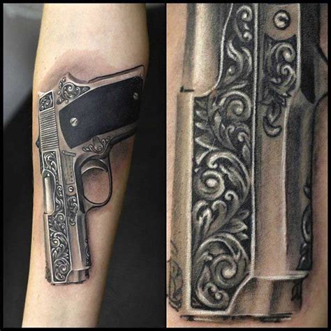 Engraved Gun Tattoo