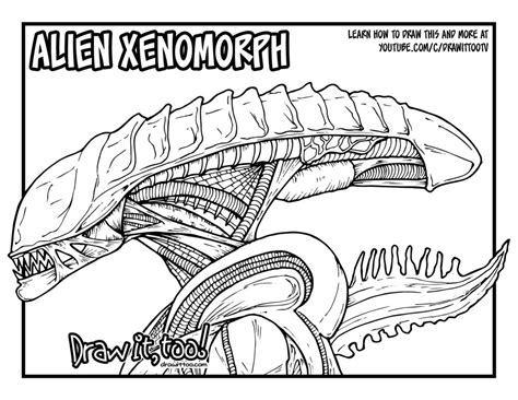 Alien Xenomorph (Alien Movie Franchise) Drawing Tutorial - Draw it, Too!