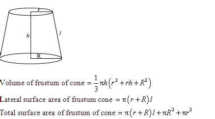 What is a frustum What is the total surface area, curved surface area and the volume of a ...