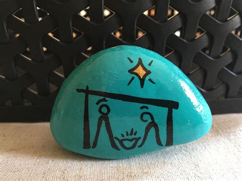 Nativity Painted Rock Christmas Nativity Painting Hand | Etsy