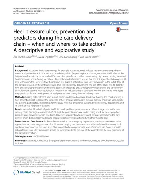 (PDF) Heel pressure ulcer, prevention and predictors during the care delivery chain – when and ...