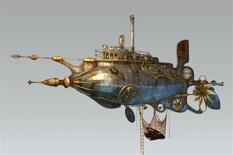 steampunk steam dieselpunk submarine 3d max