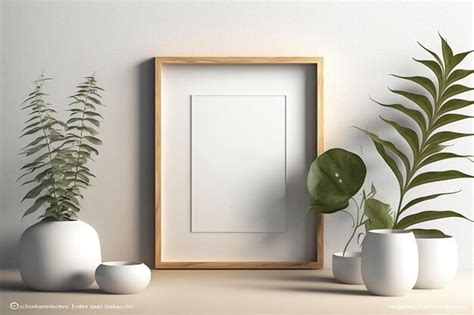 Premium Photo | A wooden frame with a plant on it and a plant on the ...