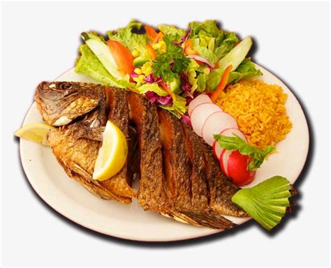 Mojarra - Pescado Frito Con Ensalada - Free Transparent PNG Download ...