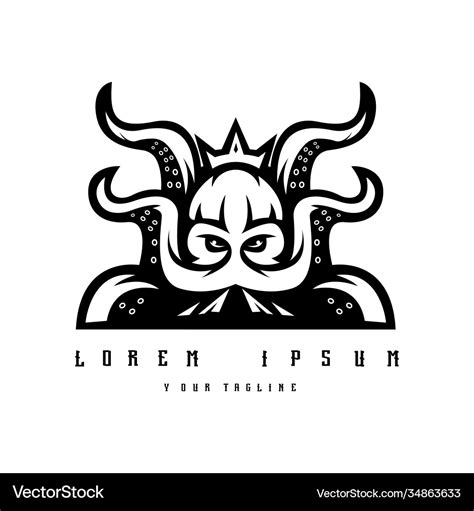 Kraken mascot logo design black and white Vector Image