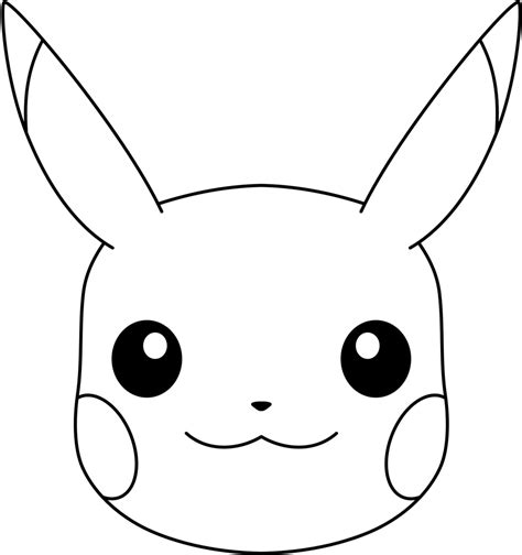 Pikachu Face Black And White - Transparent PNG Image