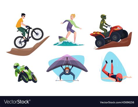 Extreme sports dangerous risky outdoor characters Vector Image