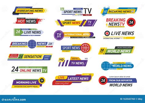 TV Title News Bar Logos, Radio Channels, News Feeds, Television. Banner Of Live Television ...