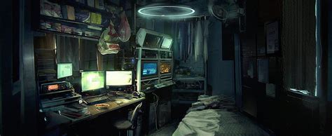 Design de sala de personagens, madeira Landen. Sala Cyberpunk, Estética Cyberpunk, Cyberpunk ...